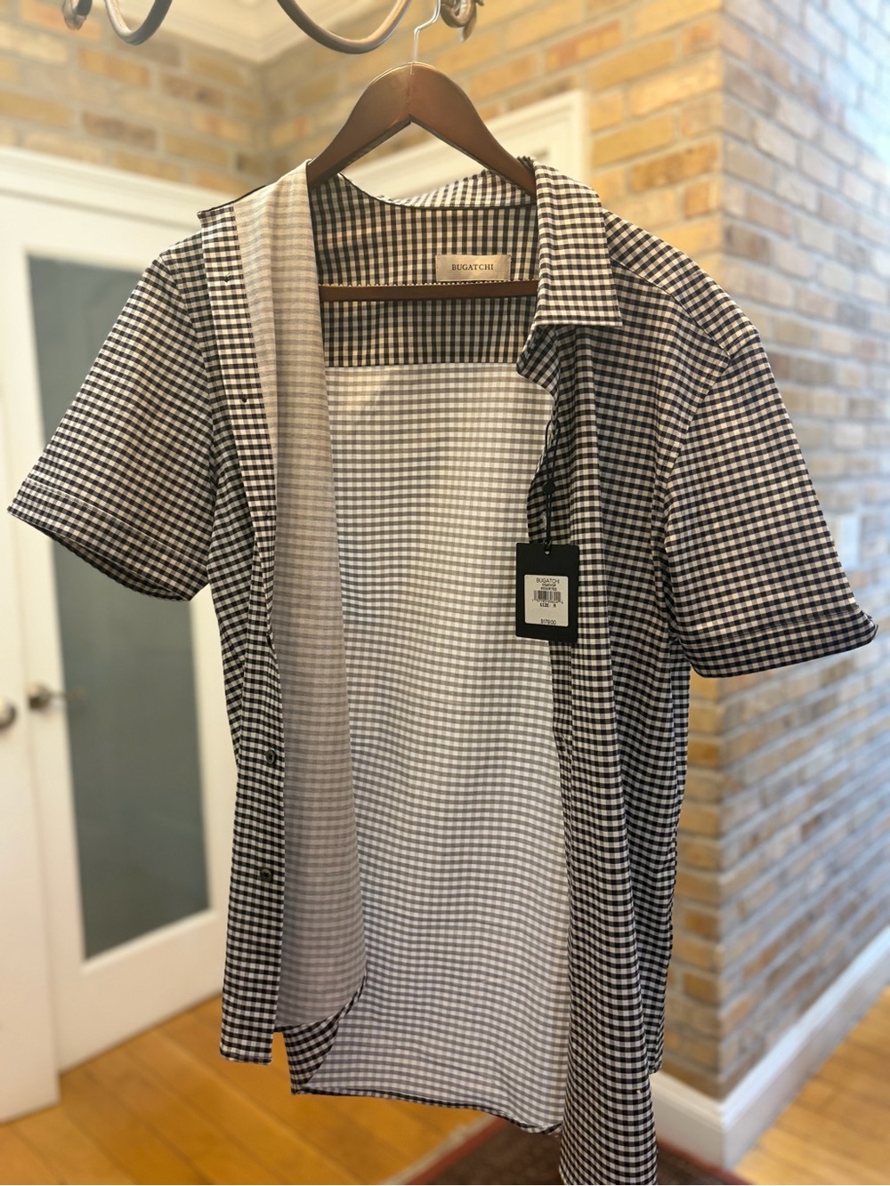 Bugatchi Black & White Gingham Short Sleeve Shirt Jacket